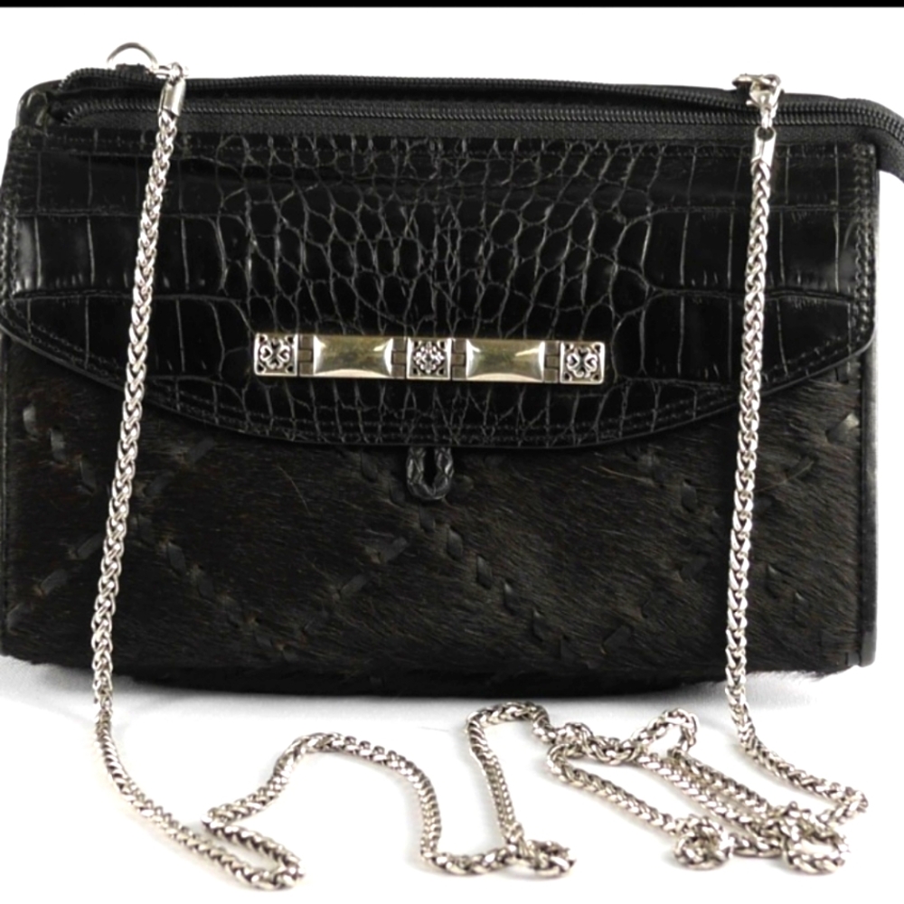 Brighton small purse wallet combo with chain straps and Embossed leather